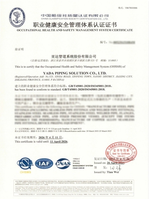 職業(yè)健康安全管理體系認證證書-2023